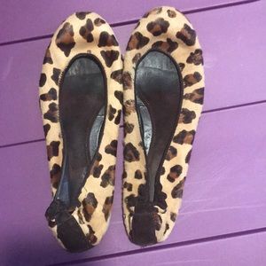 Leopard print pony hair flats